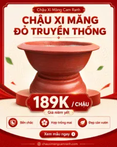 Banner chậu xi măng đỏ truyền thống tại Chậu Xi Măng Cam Ranh
