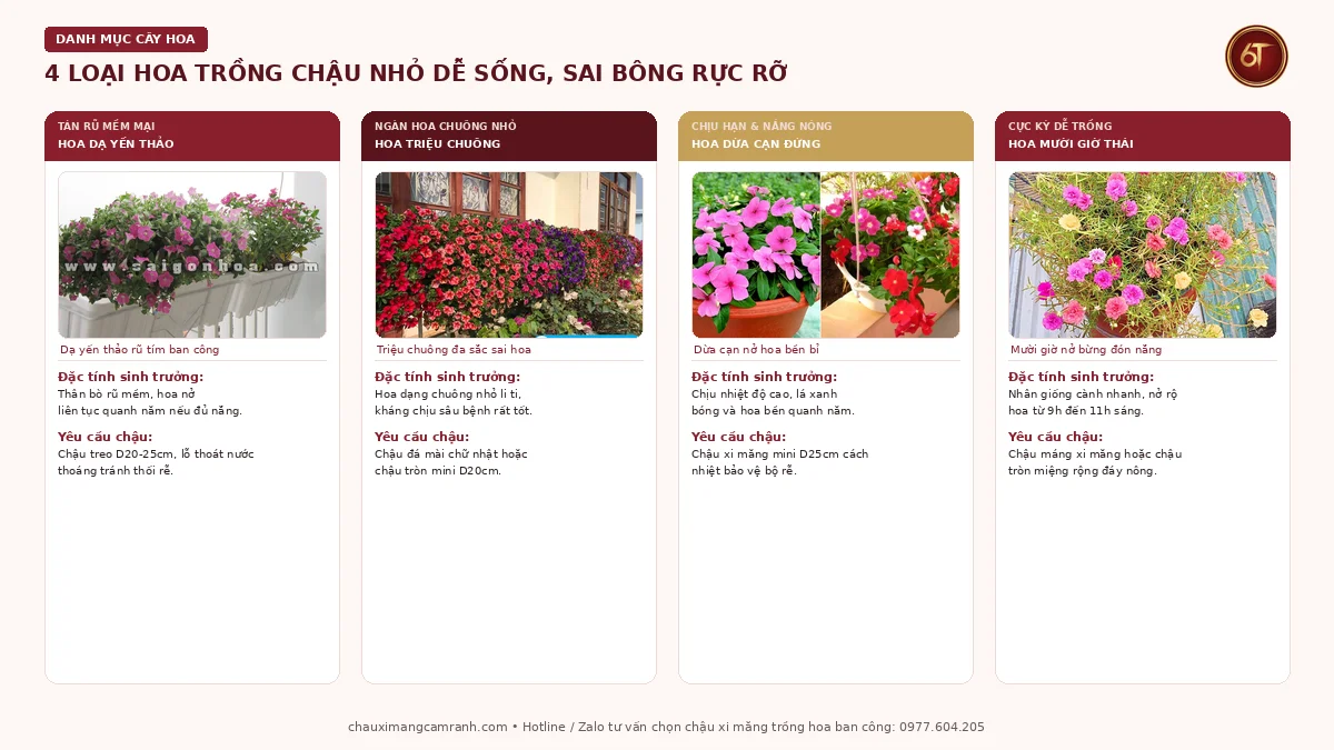 4 loại hoa trồng chậu nhỏ tại nhà dễ sống siêng hoa rực rỡ