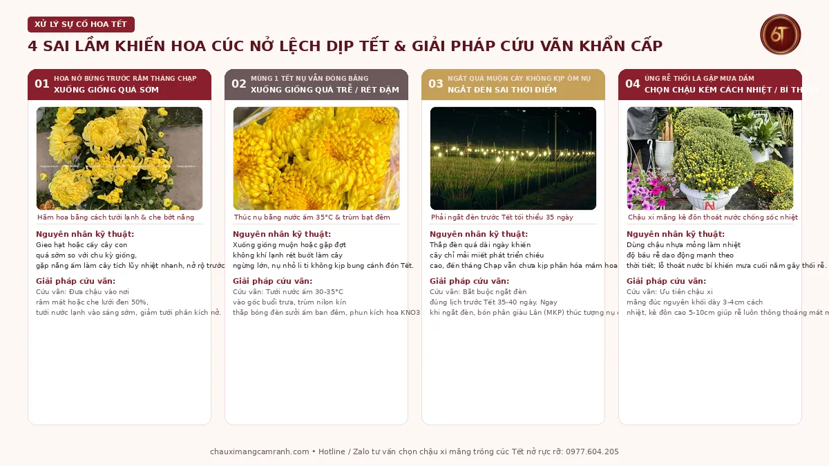 4 sai lầm khiến hoa cúc nở lệch dịp Tết và giải pháp cứu vãn khẩn cấp
