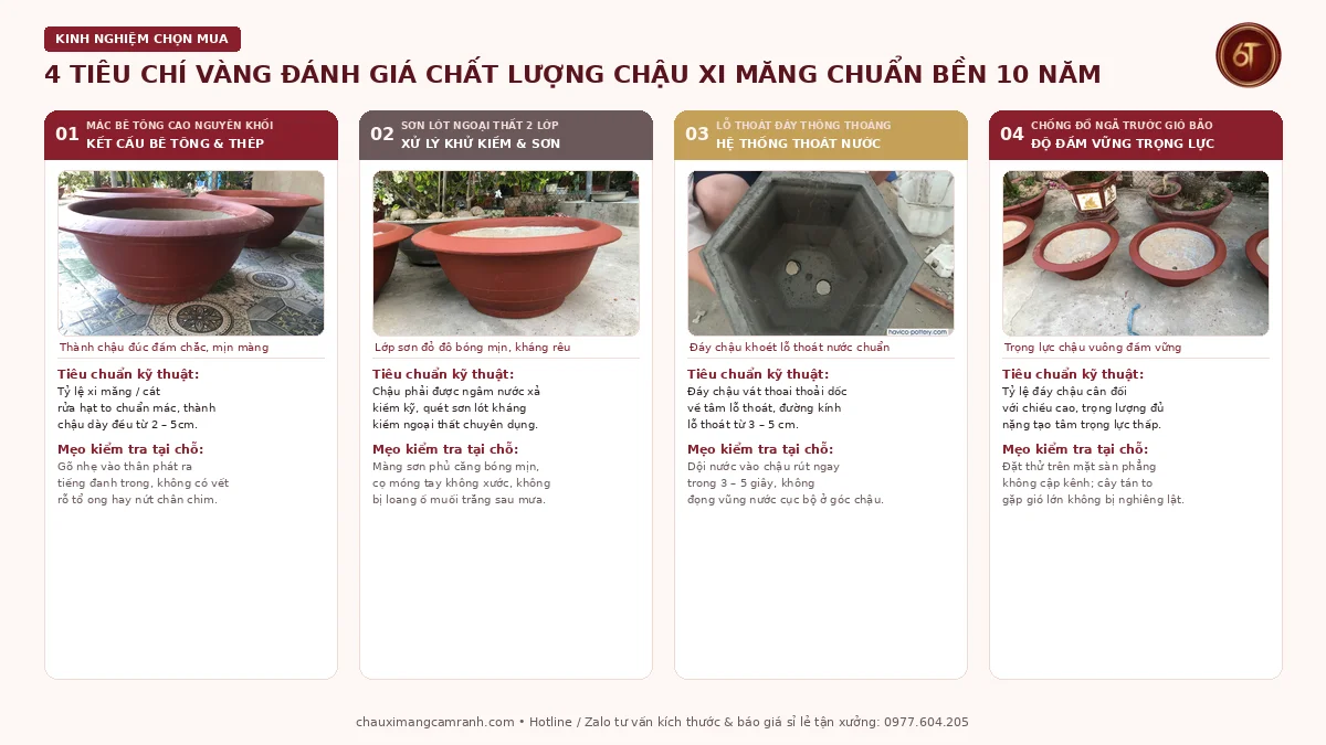 4 tiêu chí vàng đánh giá chất lượng chậu xi măng bền đẹp chuẩn 10 năm tại Cam Ranh