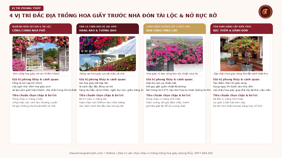 4 vị trí đắc địa trồng hoa giấy trước nhà hợp phong thủy đón tài lộc