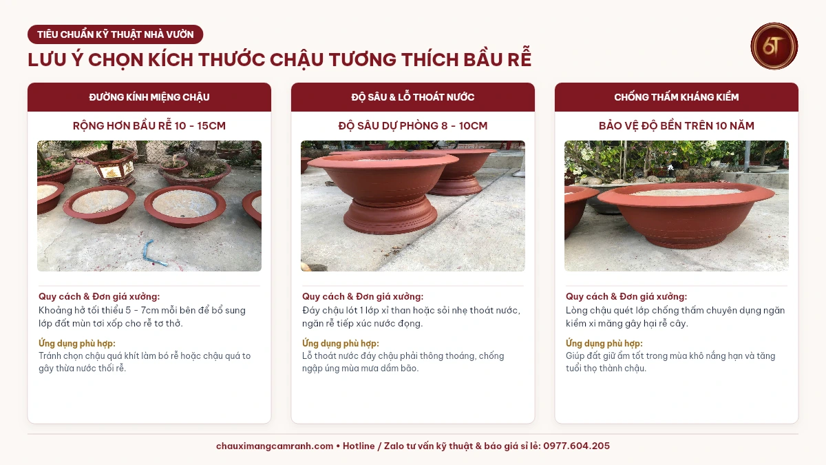 CHECKLIST 5 NGUYÊN TẮC VÀNG KHI CHỌN KÍCH THƯỚC CHẬU - Xưởng Chậu Xi Măng Cam Ranh